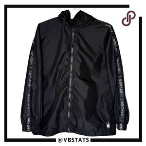 Spyder Men's Full Zip‎ Hooded Logo Tape Lined Windbreaker Jacket Black Large